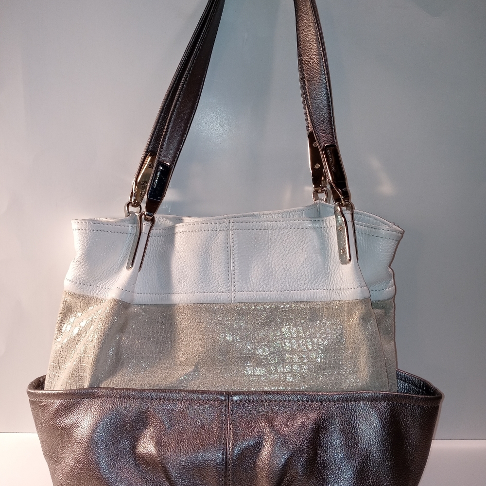 B. Makowsky Metallic Color Block Tote Bag - image 4